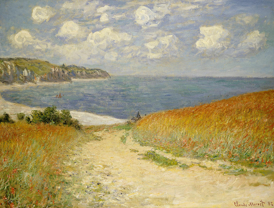 Claude Monet Painting -  Path in the Wheat at Pourville by Claude Monet
