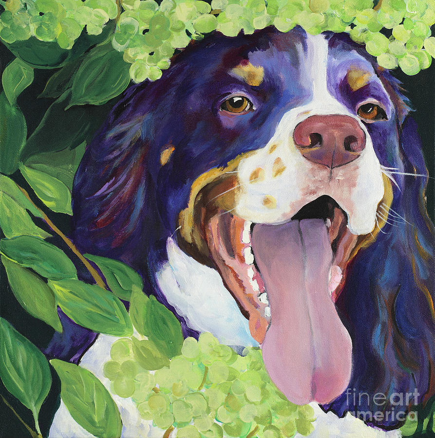 English Springer Spaniel Painting -  Peek-A-Boo by Pat Saunders-White