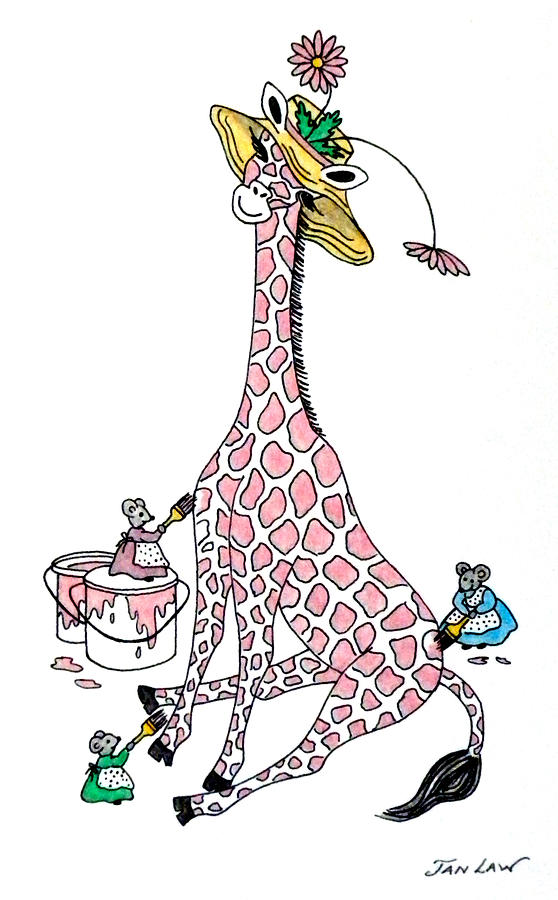 Pink Giraffe Painting