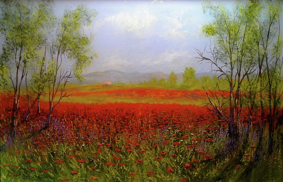 Nature Painting -  Poppie Morning 2 by Michael Mrozik