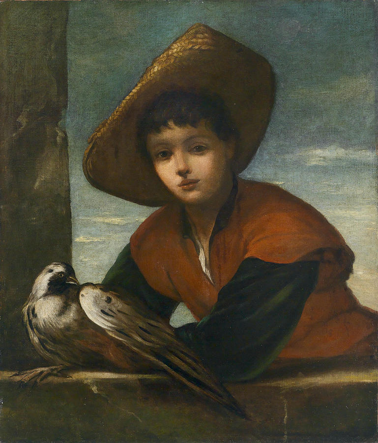  Portrait of a boy with a falcon front  Painting by MotionAge Designs