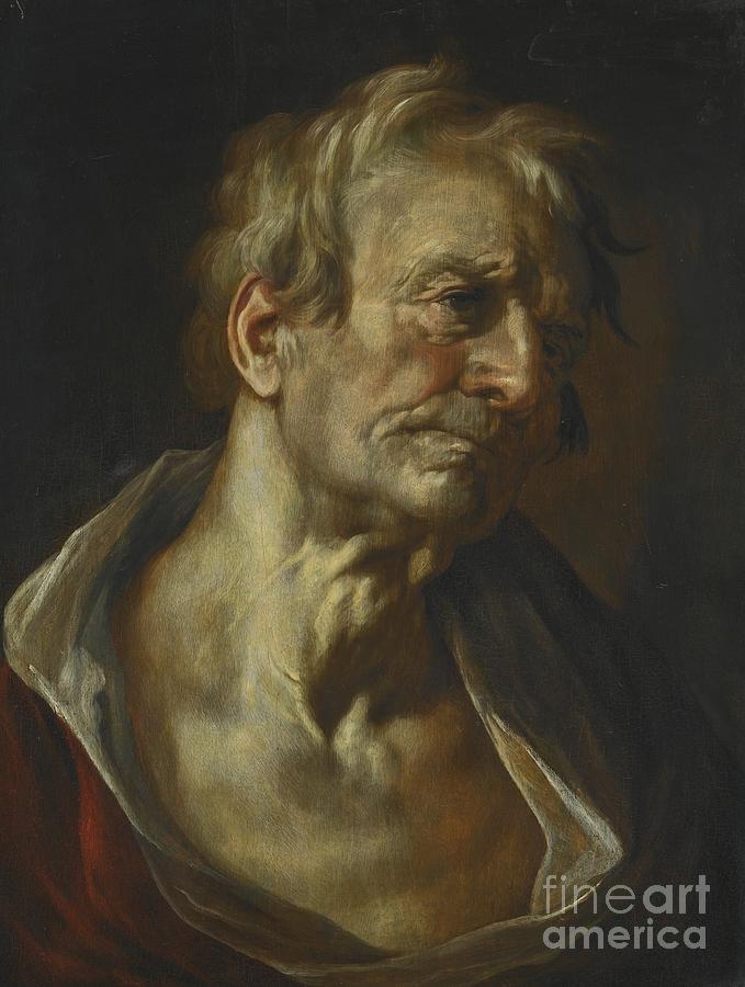 Abraham Bloemaert Painting -  Portrait Of An Elderly Man Wearing A Red And White Coat With An Open Neck by Celestial Images