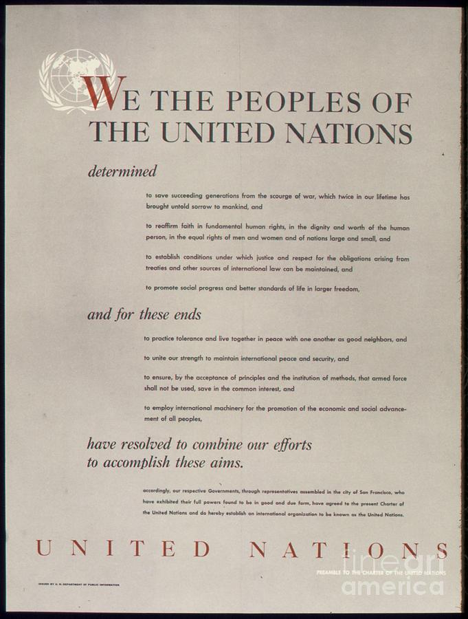 Preamble To The Charter Of The United Nations Painting by MotionAge Designs