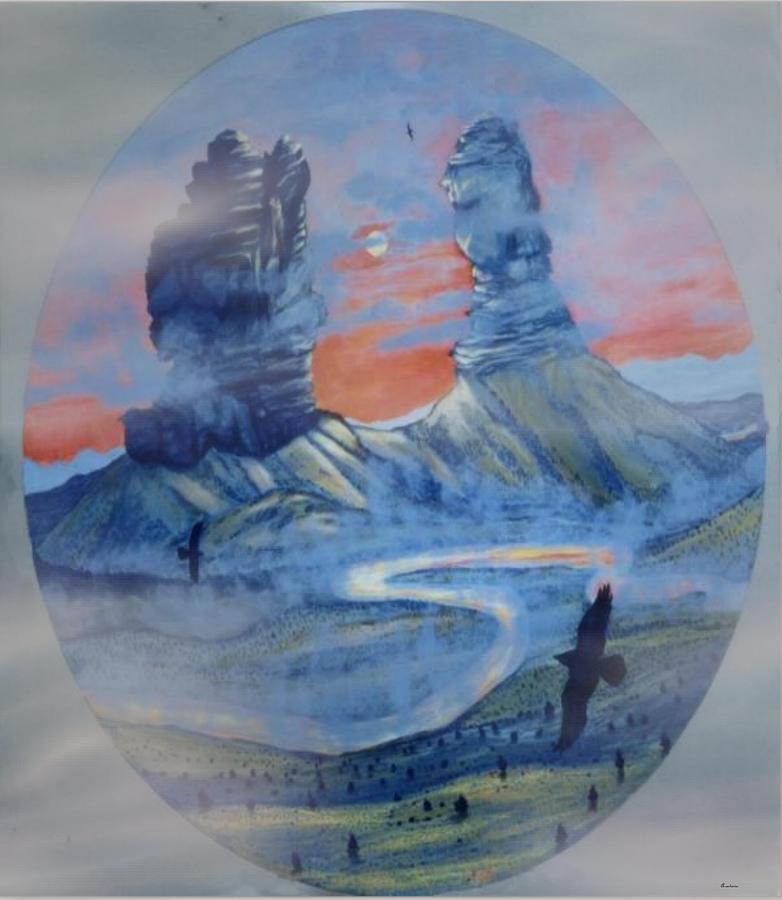  Ravens View of Chimney Rock Colorado Painting by Anastasia Savage Ealy