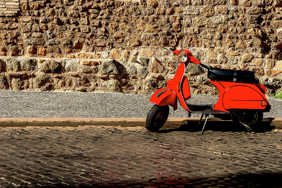  Red Scooter Rome Italy Photograph by Xavier Cardell