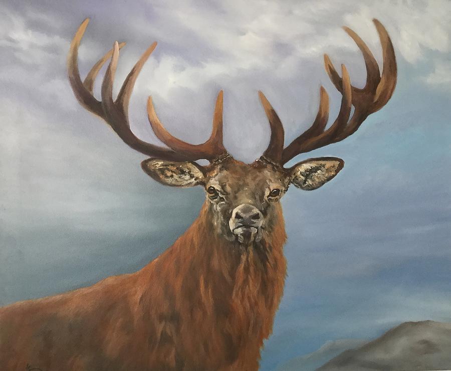 Deer Painting -  Red Stag by Jean Walker
