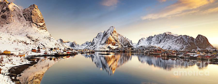 Winter Photograph -  Reine Lofoten Islands by Janet Burdon