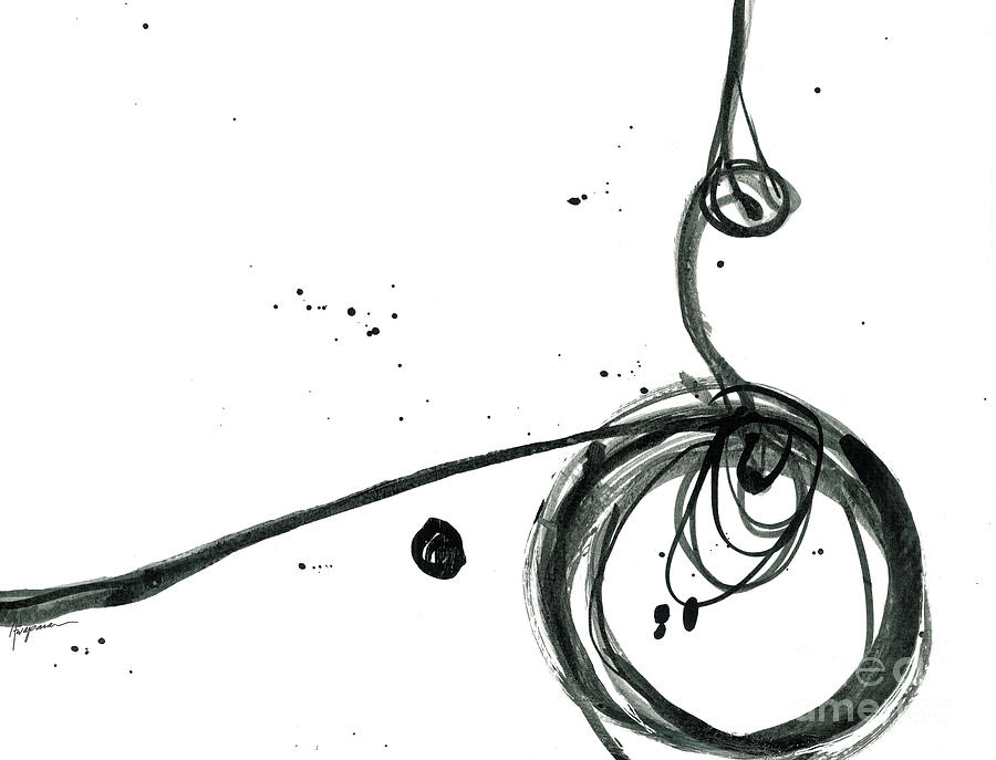  Revolving Life Collection - Modern Abstract Black Ink Artwork Painting by Patricia Awapara