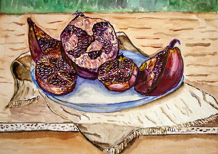  Ripe    Pomegranate. Painting by Shlomo Zangilevitch
