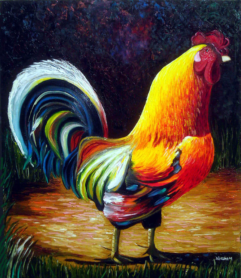 Rooster Painting by Jose Manuel Abraham