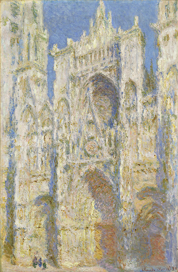  Rouen Cathedral West Facade Sunlight Painting by Claude Monet