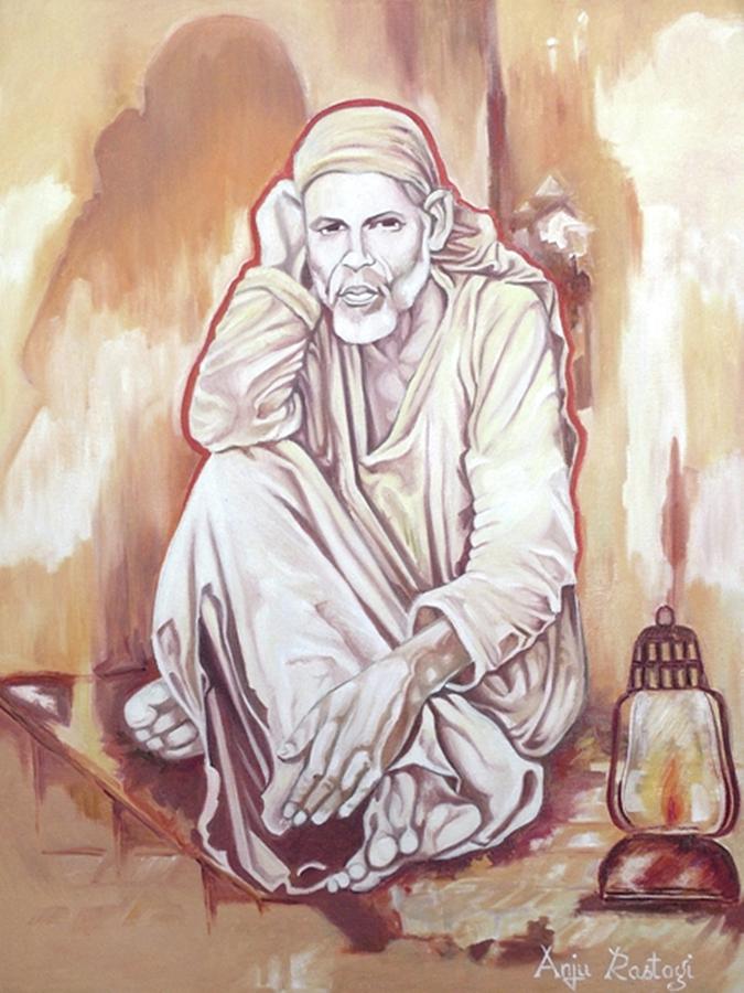  Sai Baba Painting Painting by Anju Rastogi