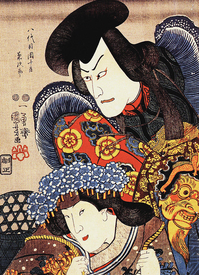 , Samurai and geisha Painting by Utagawa Kuniyoshi - Fine Art America