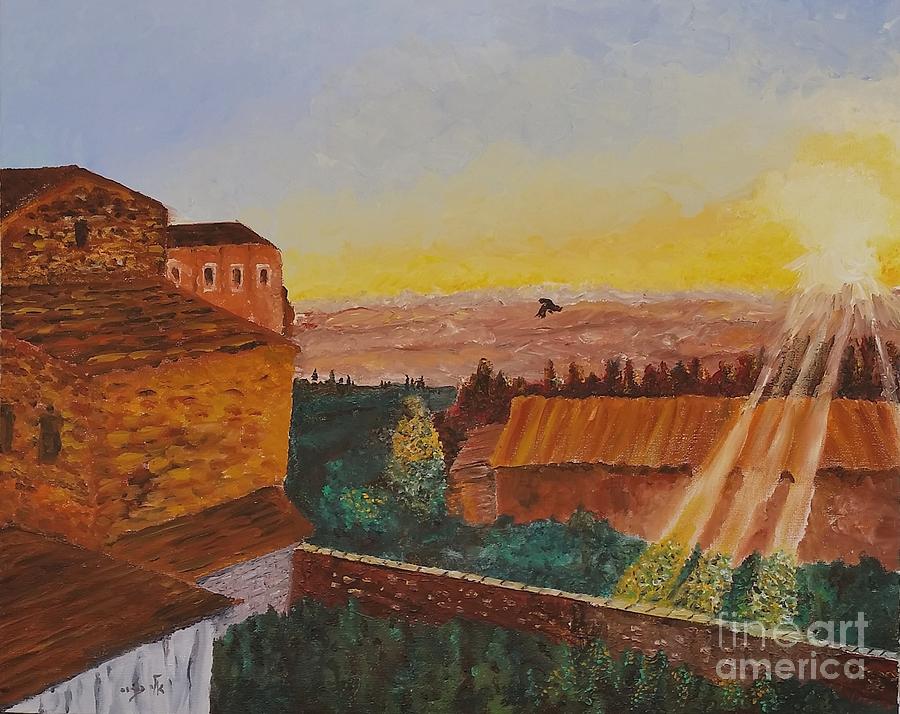 San Gimignano sunrise Painting by Eli Gross