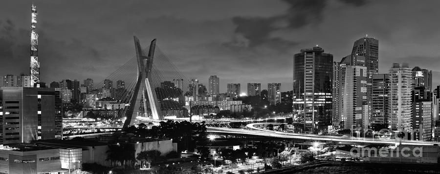  Sao Paulo Iconic skyline - cable-stayed bridge - Ponte Estaiada Photograph by Carlos Alkmin