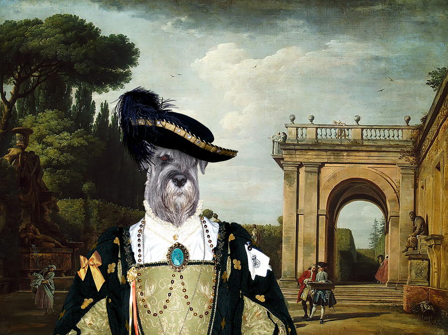  Schnauzer Art  - View of the Villa Ludovisi Park in Rome Painting by Sandra Sij