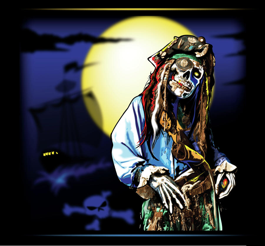  Skeleton Pirate of Ft. Myers Beach Digital Art by Brian Gibbs