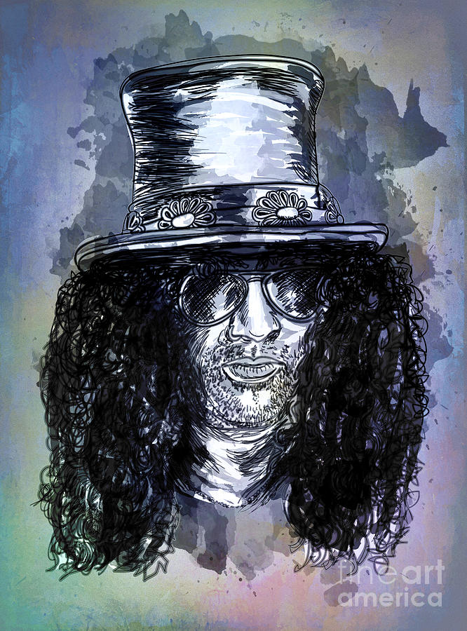  Slash guitarist Painting by Andrzej Szczerski