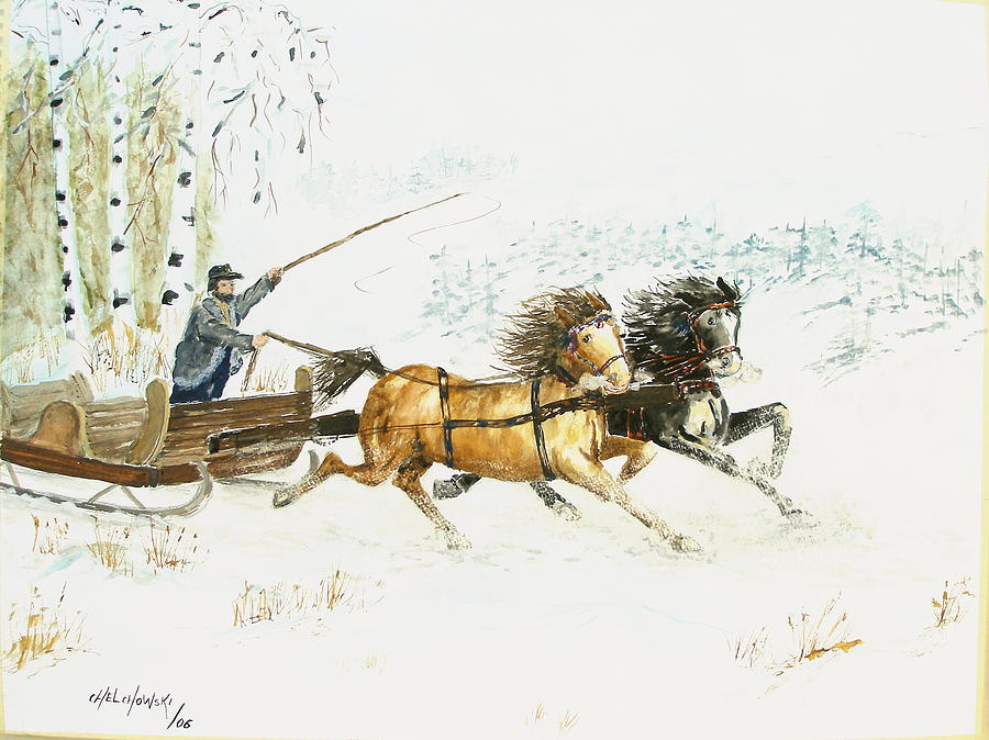  Sleigh Ride  Painting by Miroslaw  Chelchowski