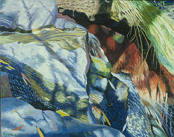 James Burpee Painting - Small Cascades and Branch Shadows by James Burpee James Burpee Painting - Small Cascades and Branch Shadows by James Burpee