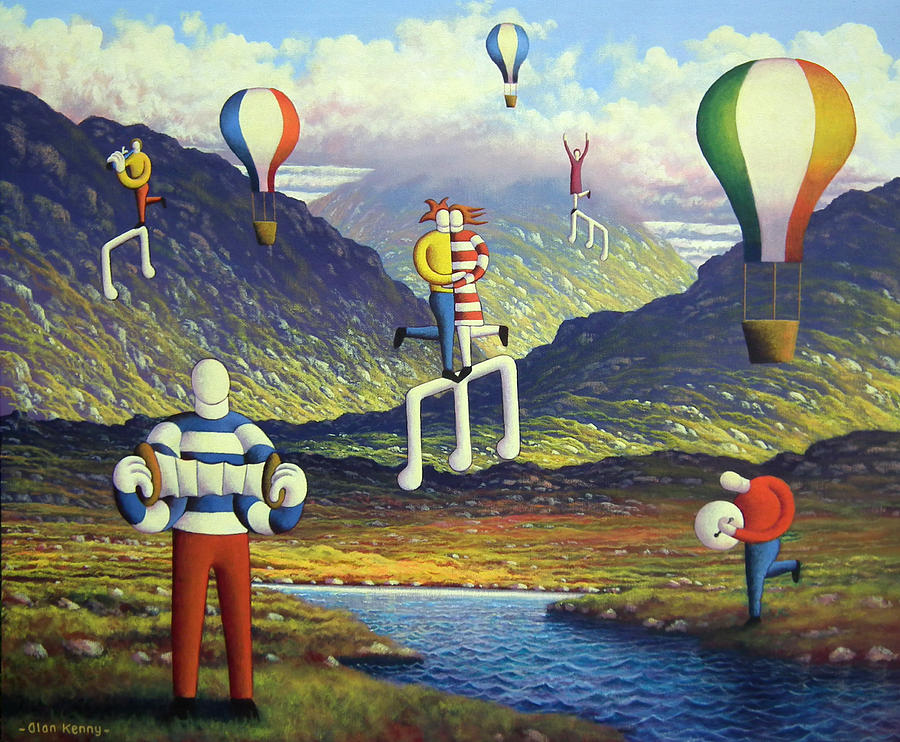  Soft Musicians in irish landscape with musical notes Painting by Alan Kenny