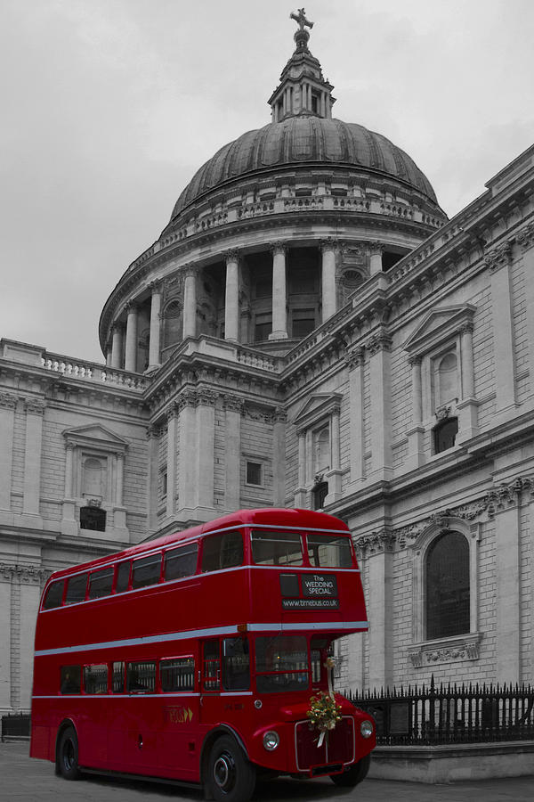 St Pauls Cathedral Red Bus Photograph