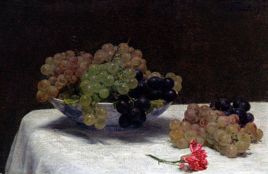  Still Life with Grapes and a Carnation Painting by Henri Fantin-Latour