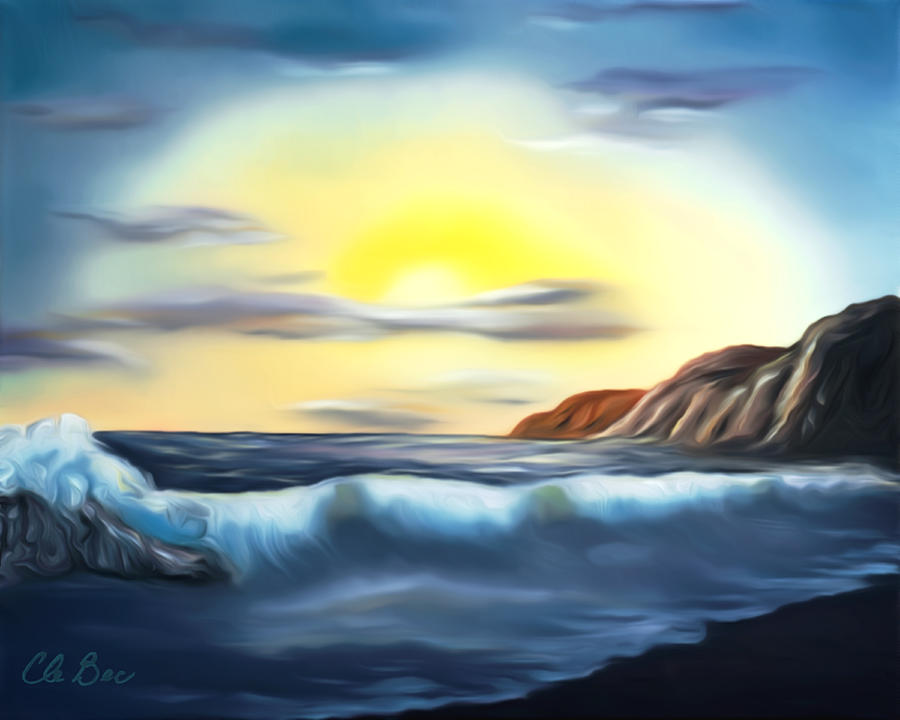  Sunset Beach Pastel Splash Dreamy Mirage Painting by Claude Beaulac