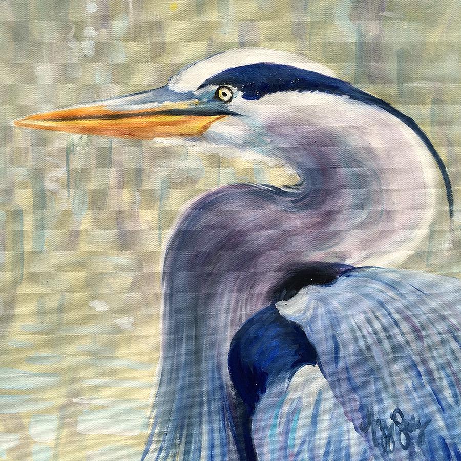  The Blue Heron Painting by Maggii Sarfaty