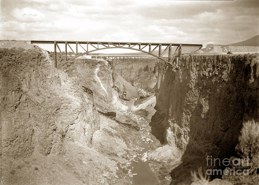 Crooked River Photograph -  The Crooked River High Bridge is a steel arch bridge that spans Oregon Built in 1926  Circa 1929 by Monterey County Historical Society