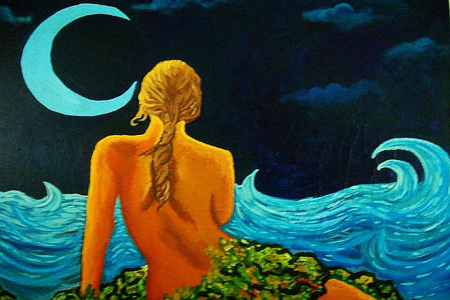 Lunar Painting -  The Lonely Muse by Oscar Galvan