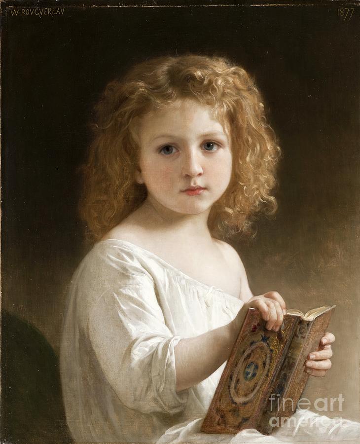 William Adolphe Bouguereau Painting -  The Story Book by Celestial Images