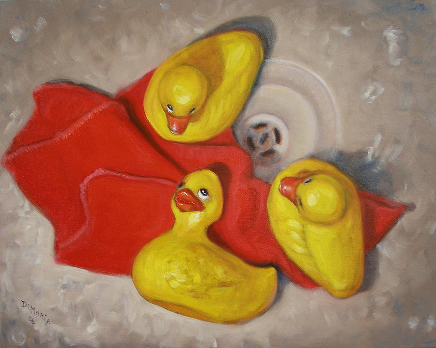 Still Life Painting -  Three Rubber Ducks  #1 by Donelli  DiMaria