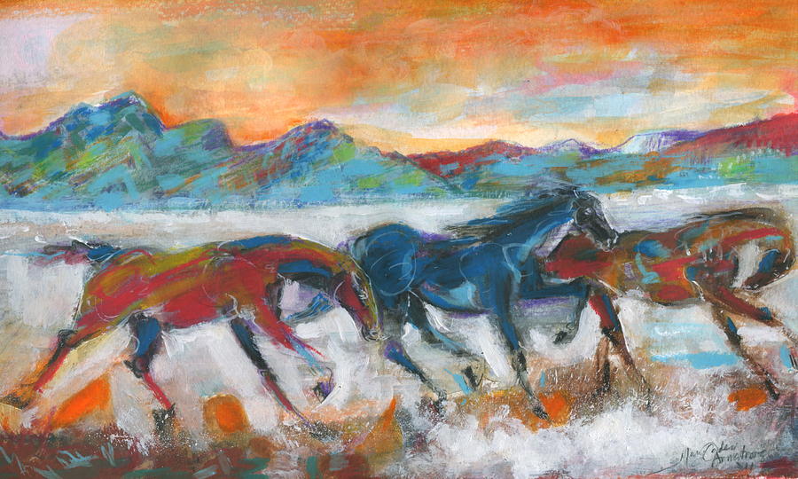  Three Runners  Painting by Mary Armstrong