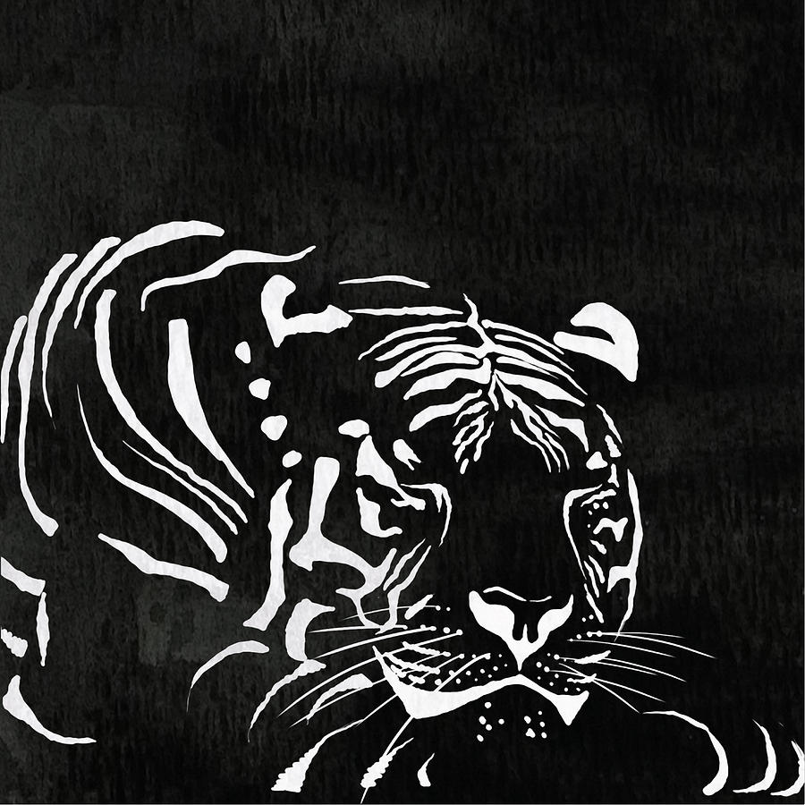 Tiger Animal Decorative Black and White Poster 10 - by Diana Van ...