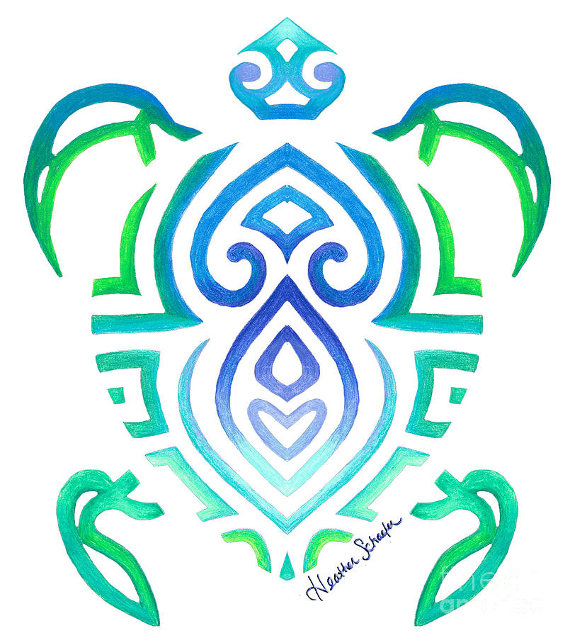  Tribal Turtle Drawing by Heather Schaefer