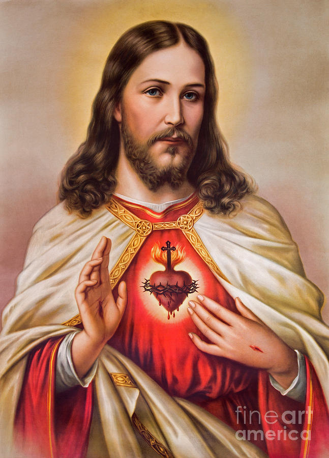 Typical catholic image of heart of Jesus Christ Photograph by Jozef ...