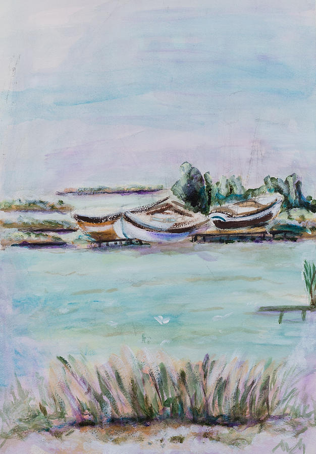 Boat Painting -  Venice lagoon by Miriam