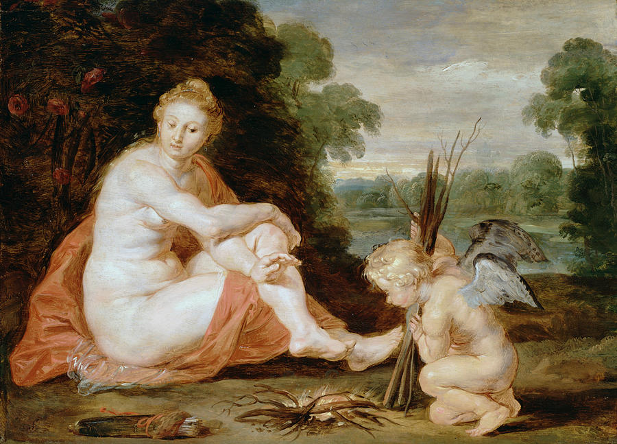 Venus and Cupid warming themselves  Painting by Peter Paul Rubens