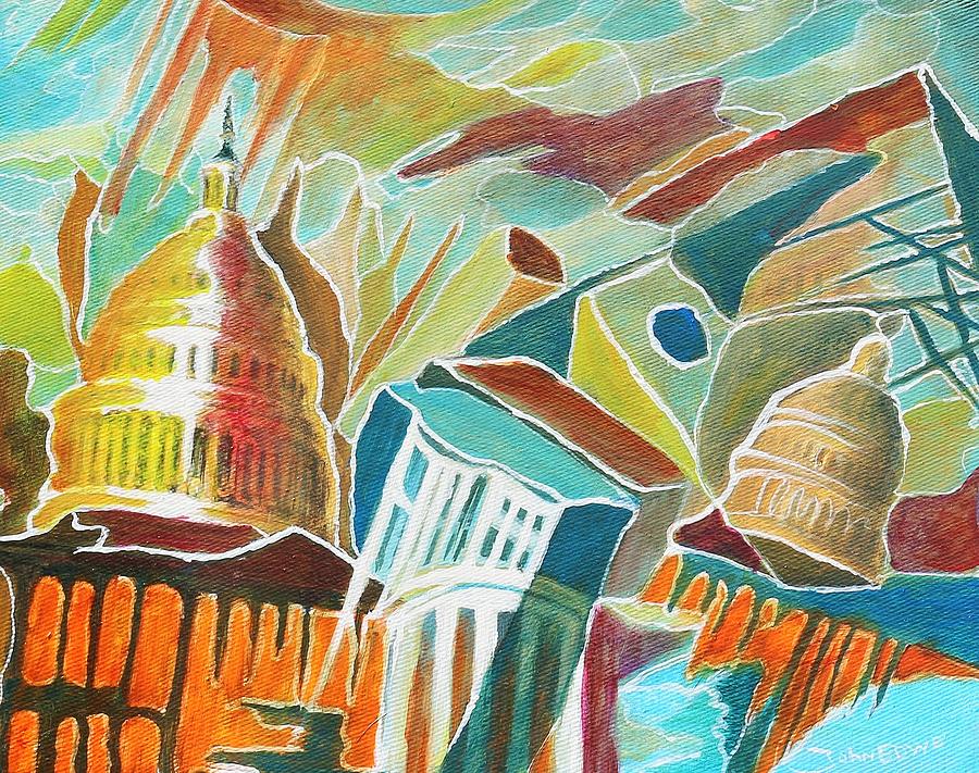  View of Washington DC Painting by John Edwe