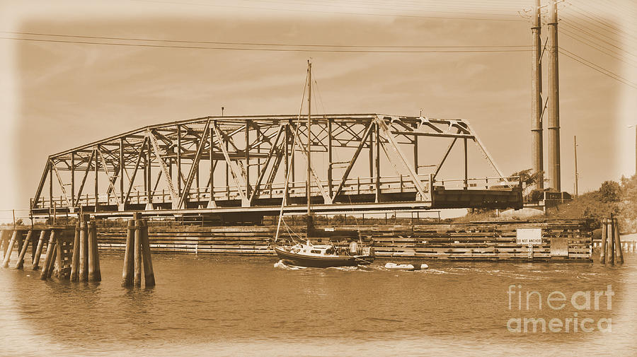  Vintage Swing Bridge In Sepia 3 Photograph by Bob Sample