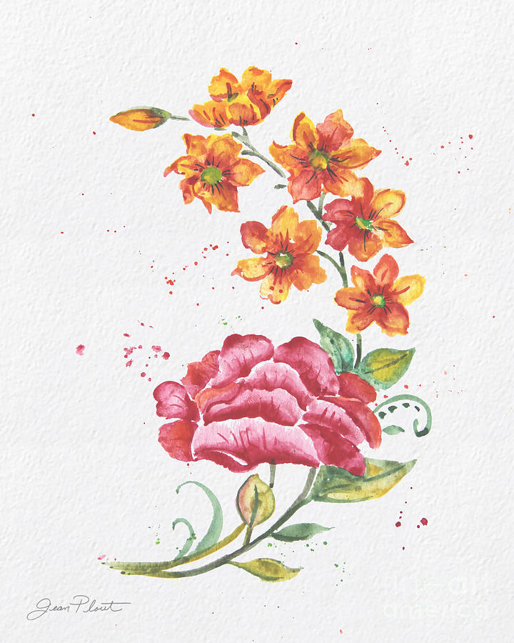  Watercolor Flowers-JP3796 Painting by Jean Plout
