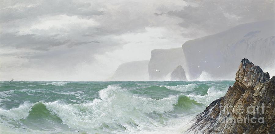 Fall Painting -  Waves crashing onto the Cornish coast by Celestial Images