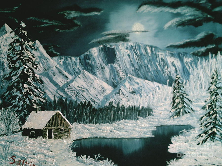 Winter Moon Painting by Jim Saltis