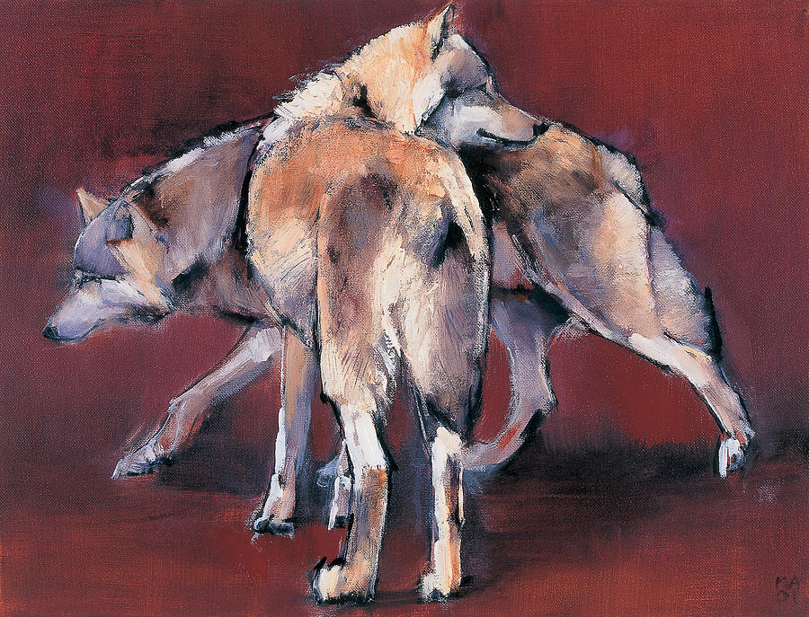 Wolves Painting -  Wolf Composition by Mark Adlington