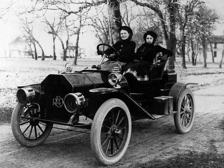 Women Females In Automobile Circa 1908 Black Photograph by Mark Goebel ...