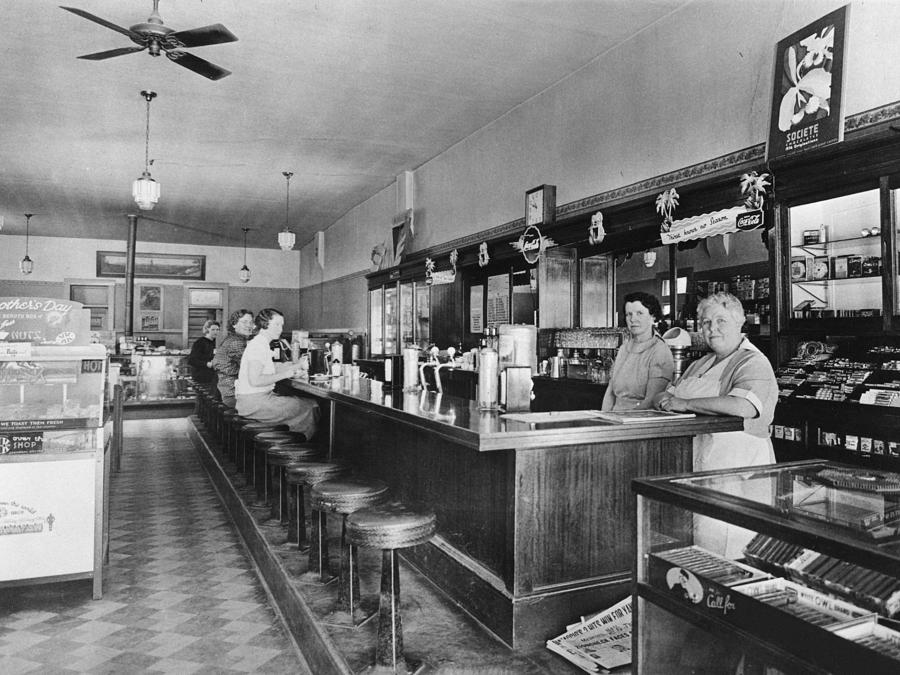 Women Females Soda Fountain Circa 19351940 Black Photograph by Mark ...