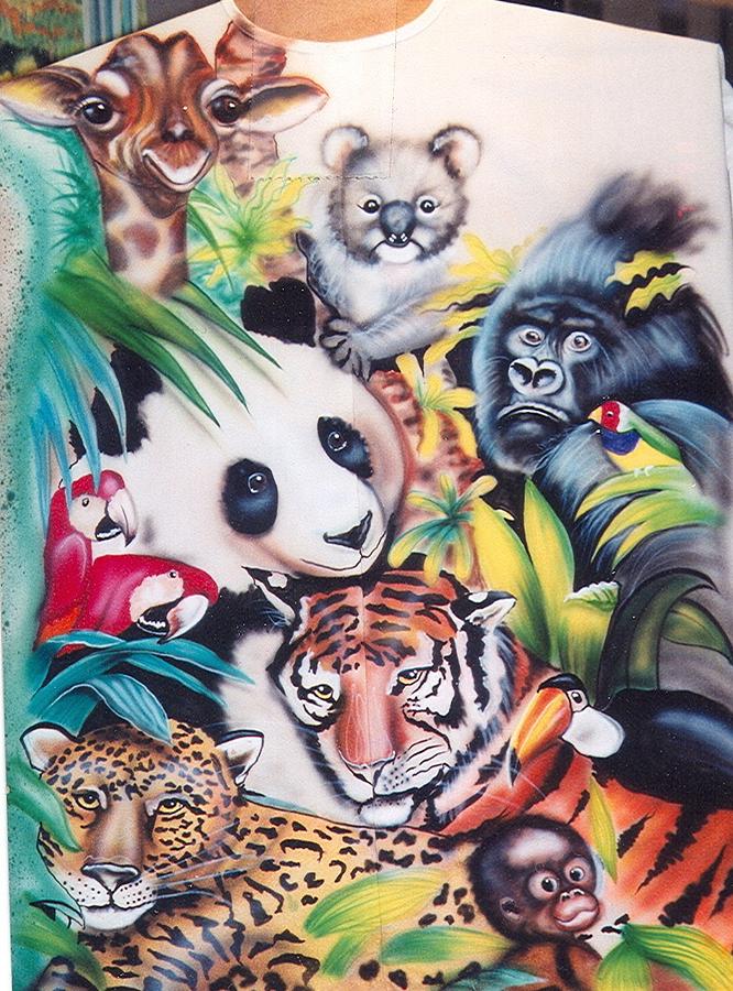 Airbrush Mixed Media -  Wonderful World Of Animals by Judith Lorraine White