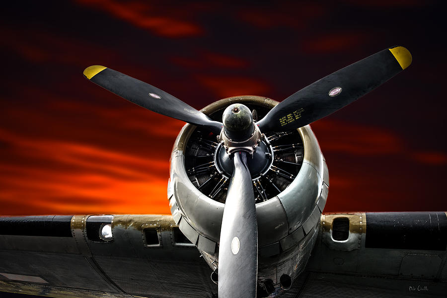 Airplane Photograph -  Wright Cyclone Boeing B-17 Flying Fortress by Bob Orsillo