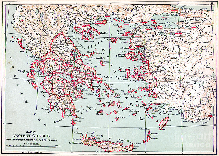 Map: Ancient Greece Painting by Granger